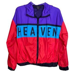 F21 Heaven Colorblock Hooded Windbreaker Jacket Size Small